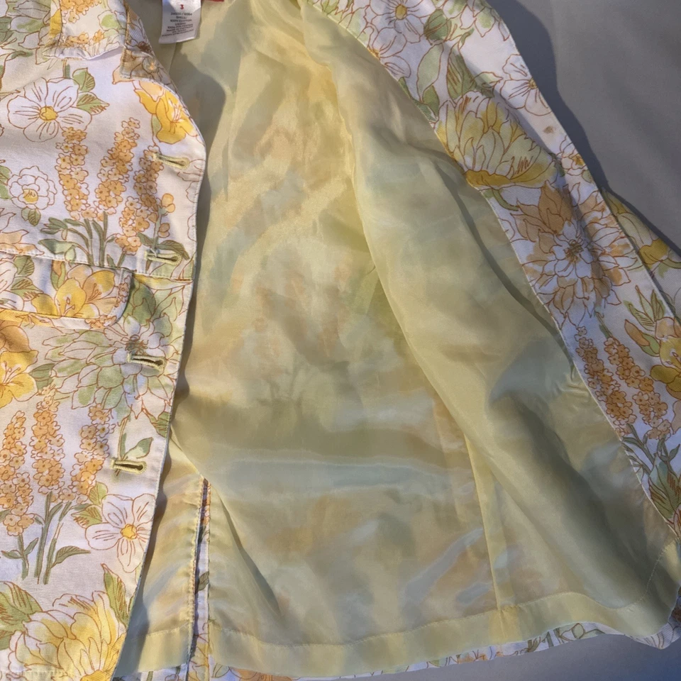 Blazer Gymboree Wildflower Fields Niño Pequeño Talla 3 Amarillo Floral Estilo Vintage Foto 3 de 4