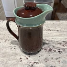 Vintage Red Wing Coffee Pot Pitcher With Lid Brown Green Glaze Ceramic 9"