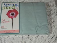 NWT VTG SPRINGMAID FULL FLAT SHEET BLUE, BLUE GREEN? PURE COTTON MADE IN USA