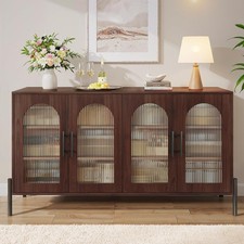 55" Buffet Cabinet W/ Storage Large Sideboard Buffet Cabinet W/ 4 Doors