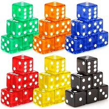Hooqict 36 Pieces Casino Dice Set 19mm Large Dice Game Acrylic 6 Sided Colore...