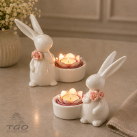 Formano Deko 2Er Hase Mit Teelichthalter Aus Steingut 10Cm-783899