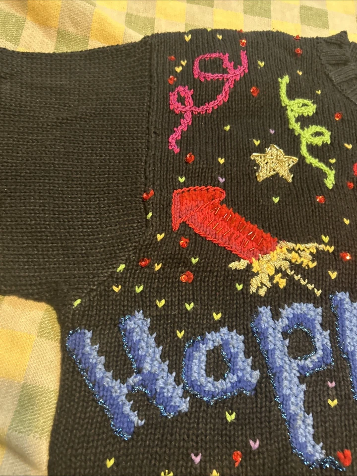 Suéter De Colección Y2K Anexo Informal Esquina Feo Navidad Vacaciones MED 18/20 Año Nuevo Foto 4 de 4