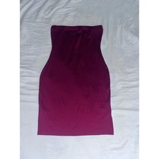 Burgundy Strapless Bodycon Mini Dress Sexy Party Club Womens
