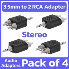 4 Pack 3.5mm Jack to 2 x Male RCA Splitter Male to Male Stereo Audio Adapter PC