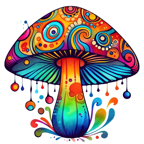 Psychedelic Magic Mushroom Groovy Trippy Self Adhesive Vinyl Sticker