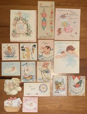 VTG Baby Greeting Cards Gift Congrats Announcement Lot of 16 Ephemera Crafts