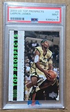 2003 LeBron James Rookie Basketball Card Upper Deck Top Prospects PSA 9 Graded. rookie card picture