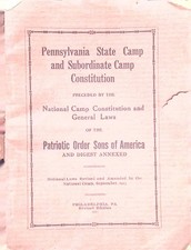 1917 Patriotic Order Sons Of America Pennsylvania State Camp Constitution