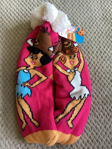 The Flintstones Wilma & Betty Women's Soft Warm Non-Slip Sherpa Lined Socks New - Picture 7 of 7