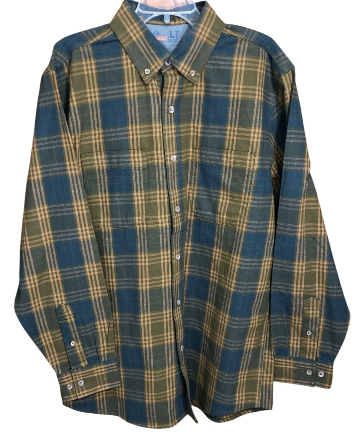 Ridgecut Toughwear Flannel Shirt Mens LT Plaid Button-Up Long Sleeve Durable Cas
