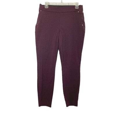 Maurices Pull On Slim Pants Womens M Short Burgundy Stretch Business Casual