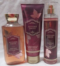 Bath  Body Works Wash Cream Fragrance Mist Set Lot of 3 AUTUMN DRIVE