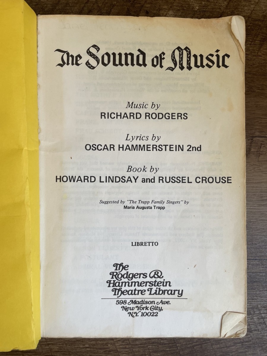 RARE Sound Of Music THEATRE LIBRARY EDITION Libretto Rodgers