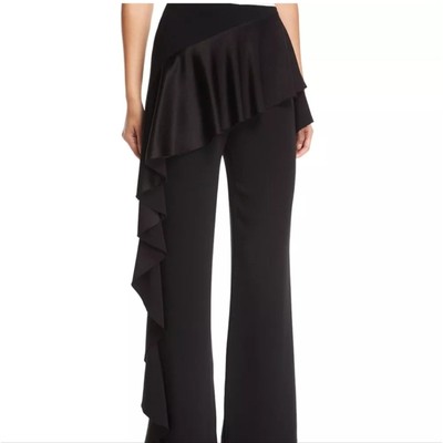 NWT$445 CINQ À SEPT Vykan Ruffled Black Pants Size 6