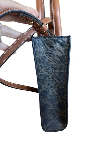 CELINE Mini Triomphe Vertical Cabas Satchel Canvas Cross Body Handbag Like New - Picture 6 of 16