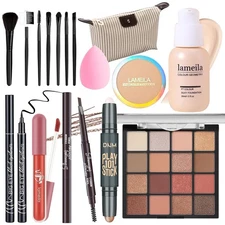Makeup Set Full Kit for Women Teens, Eyeshadow Foundation Brushes Bag