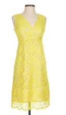 ANNA SUI Y2K 90's Cottagecore Lace Floral Dress Yellow Sz 2 Sleeveless Y