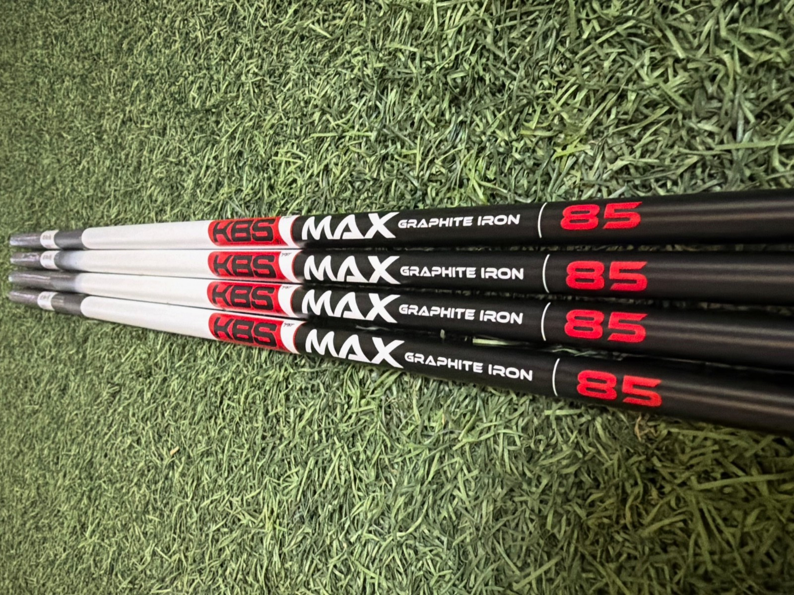 New Set of Seven Iron Shafts (7) KBS MAX Graphite 85 Stiff Flex .370 Parallel
