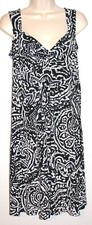 Ann Taylor LOFT Women's Size 6 Sleeveless Silky Black & White Print Dress