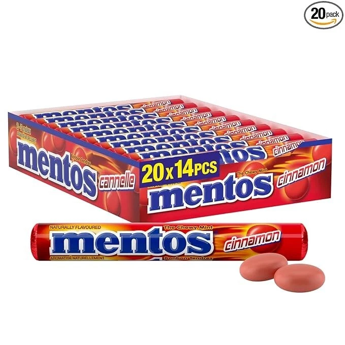 Doces de canela Mentos, rolos de 1,32 onças (pacote com 20) - FRETE GRÁTIS - Imagem 2 de 2