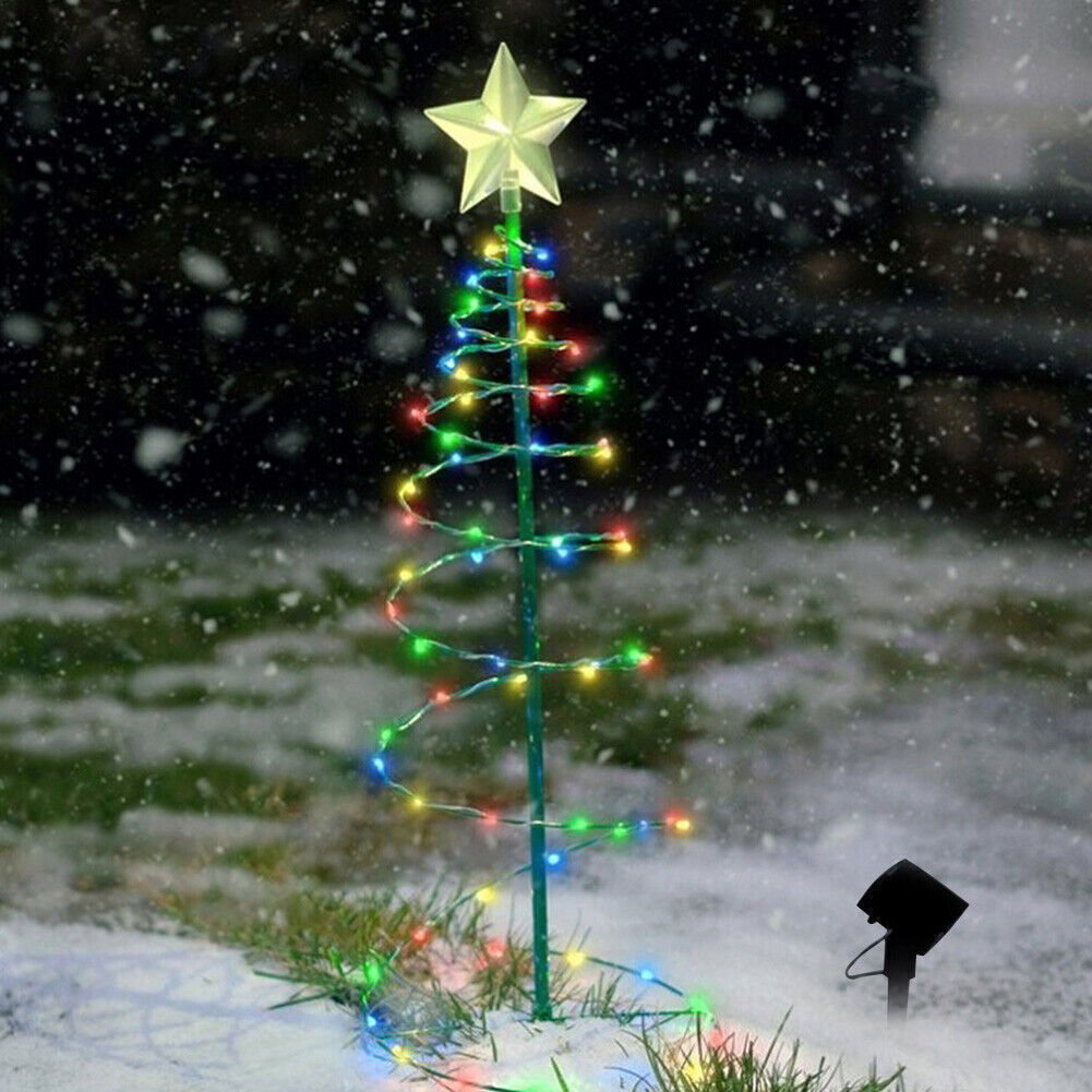 Christmas Tree Lights Solar 70 LED Lighted Tree Spiral Outdoor Garden