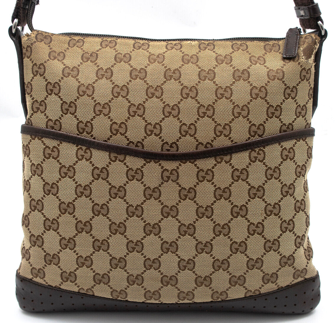 GUCCI GG LOGO MESSENGER BORSA A TRACOLLA SHERRY BORSA BAG CASUAL ELEGANTE MARRONE