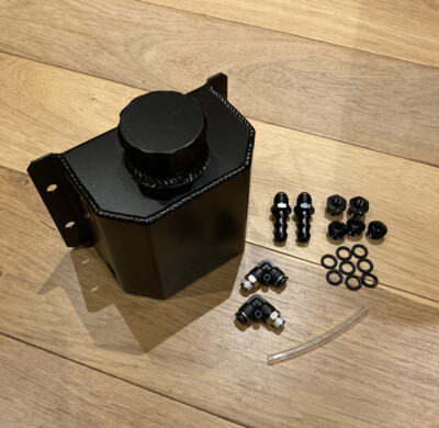 1L schwarz Aluminium Öl Auffangbehälter Tank Knüppeldeckel pulverbeschichtet - UK VERKÄUFER!