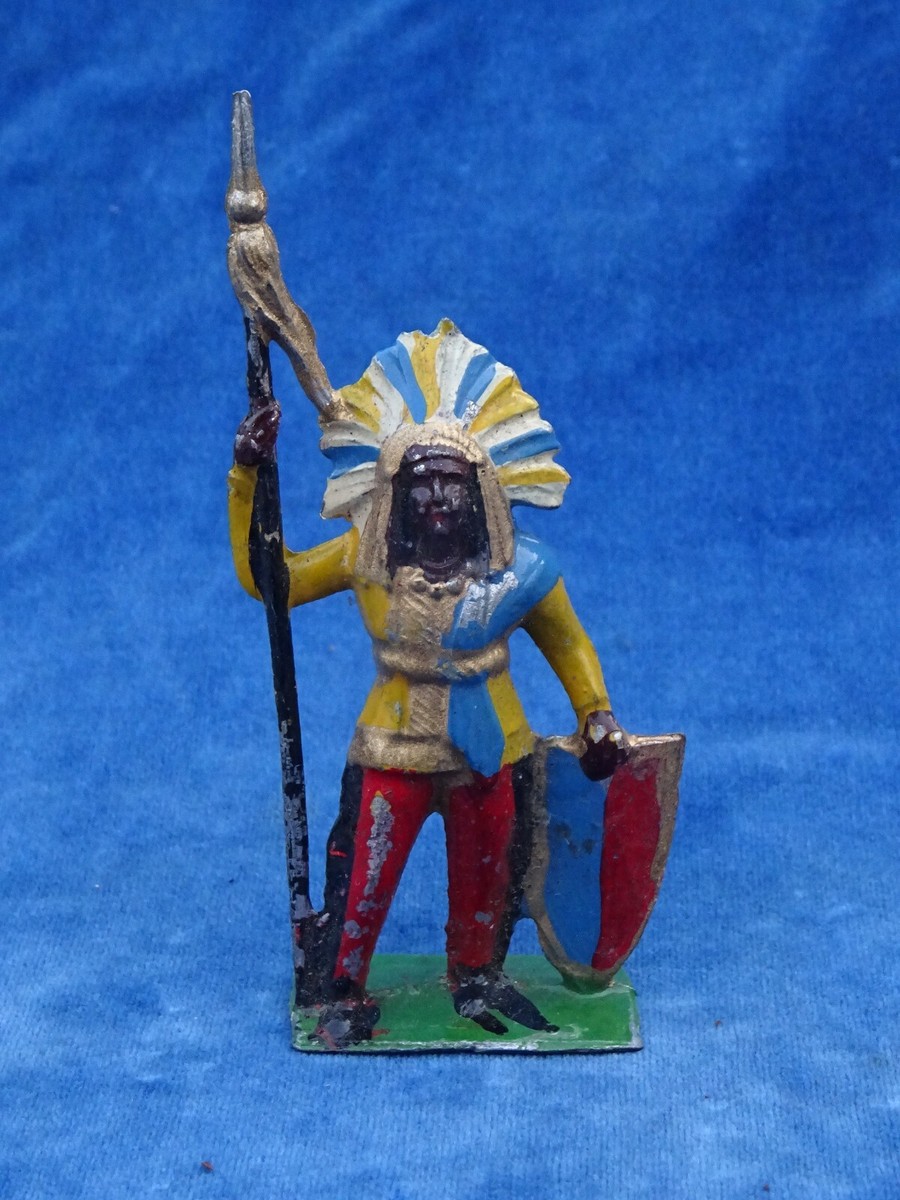 Figurine Plomb Soldat Indien Native American – 50mm, Superbe Rare, JF ?, échelle 50 Mm