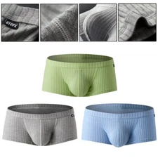 Men's Underwear Sexy Underpants Soft Boxers Shorts Briefs Trunks Button Low Rise