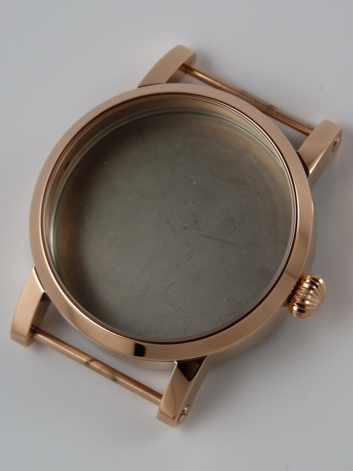 Boîtier montre 41mm NH35 en acier rose gold et verre saphir avec couronne onion