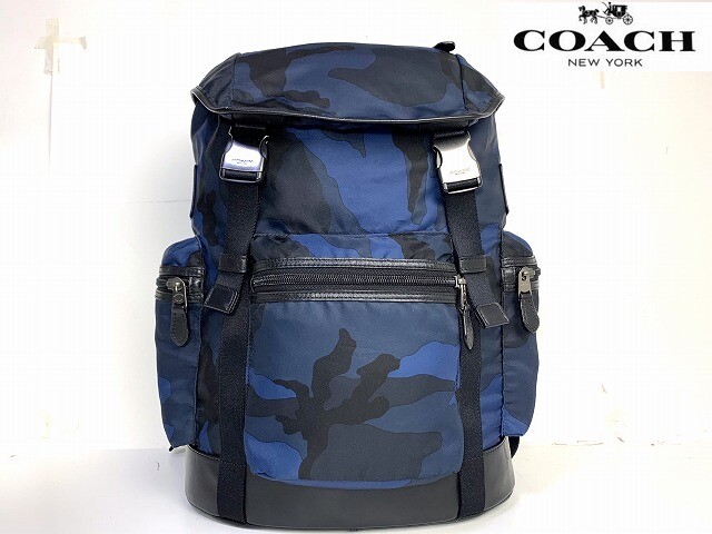 Coach Men's Camouflage Print Nylon Trek Backpack for Outdoor Adventures