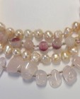4 strand Rose Quarts, Pearls & Agates beads Necklace 18" w/  magnetic clasp #131 — photo 3