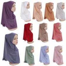Full Cover Hijab Scarf Amira Turban Kids Girls Muslim Islamic Headscarf Shawls