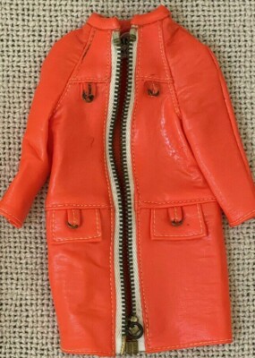 Vintage Barbie FRANCIE ORANGE ZIP Vinyl Coat #1548 1968 Sears