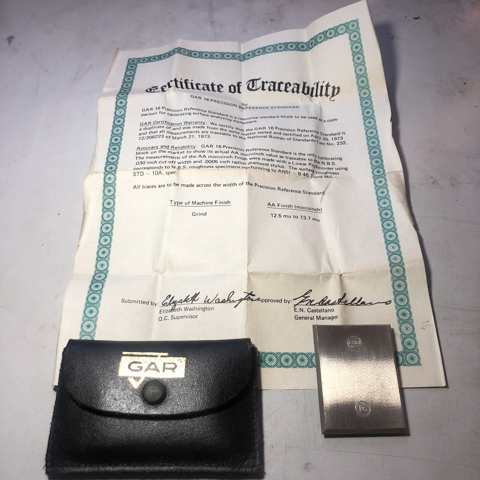 Gar 16 Precision Reference Standard Surface Finish Standard With ...