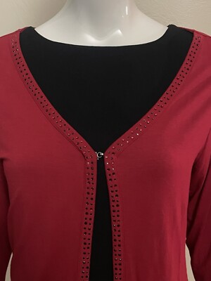 Cardigan Léger TALBOTS - Noir/Rouge - Taille Small Petite - Occasion Très Bon état