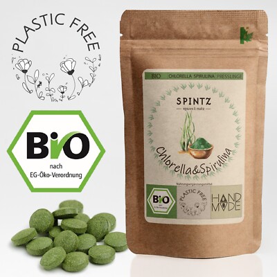 250g Bio Spirulina Chlorella Presslinge 500 mg je Tab | 500 Algen Tabletten 
