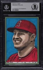 Mike Trout Original Art Sketch Card Los Angeles Angels 1/1 BAS