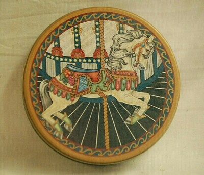Metal Tin Can Carousel Horse Design Storage Container
