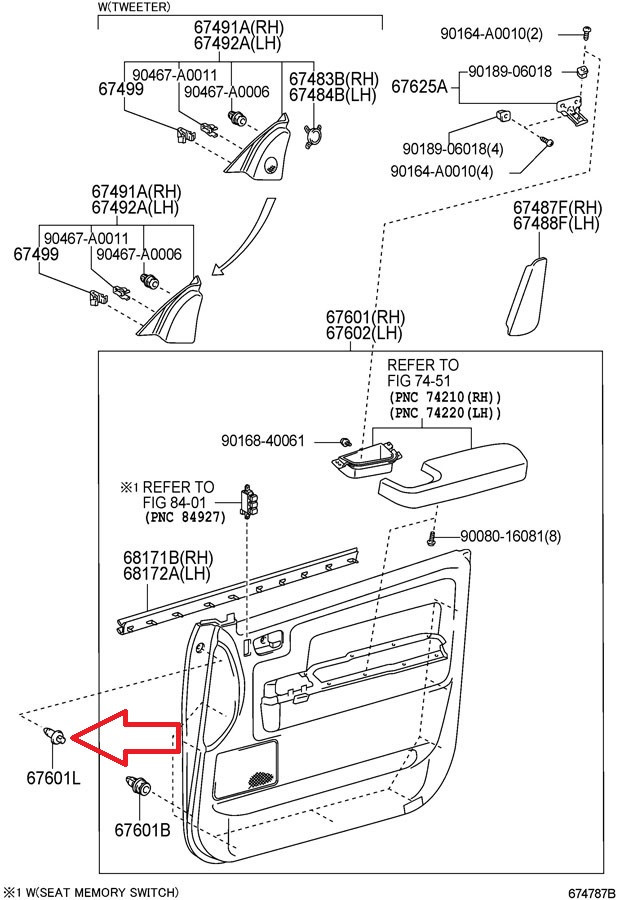 2006 Toyota Tundra Door Interior Trim Panel Clip
