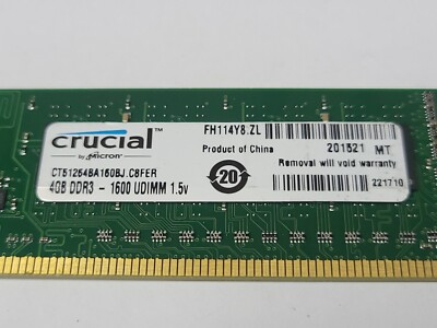 Crucial 4GB DDR3 1600MHz PC3-12800 Desktop Ram | CT51264BA160BJ