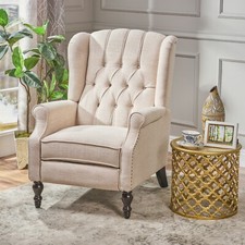 Tufted Wingback Recliner with Nailhead Trim