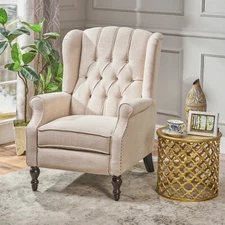 Tufted Wingback Recliner Chair with Nailhead Trim
