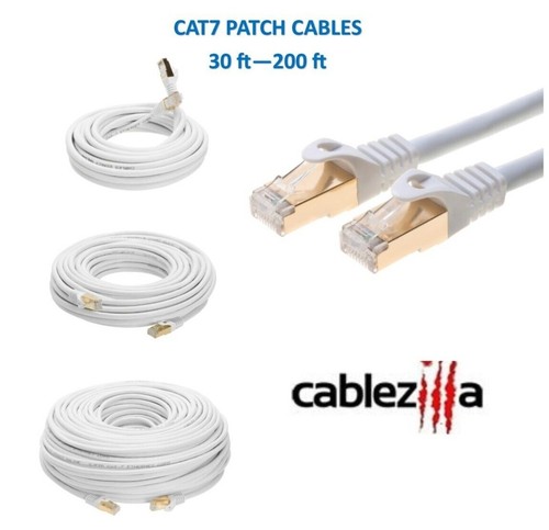 Cat7 S/FTP Ethernet Patch Cable High-Speed 600MHz White 30-200FT Multi Pack LOT - 第 1/13 張圖片