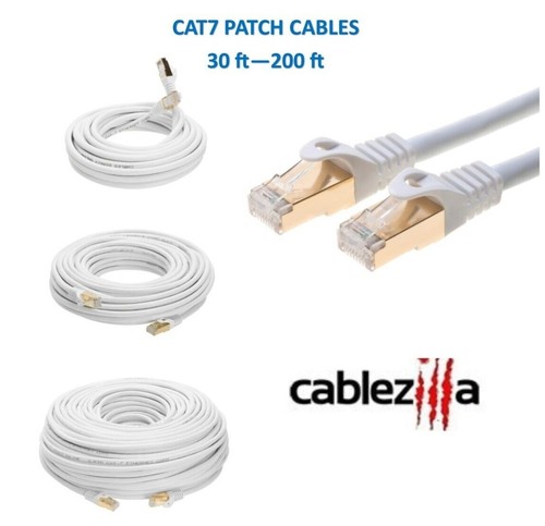 Cat7 Ethernet Network Cable High Speed Patch Cord White 30FT-200FT Multipack LOT - 第 1/13 張圖片