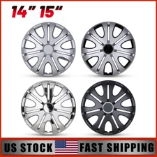 14" 15" Set of 4 Wheel Covers Snap On Full Hub Caps For Tire & Steel Rim Replace