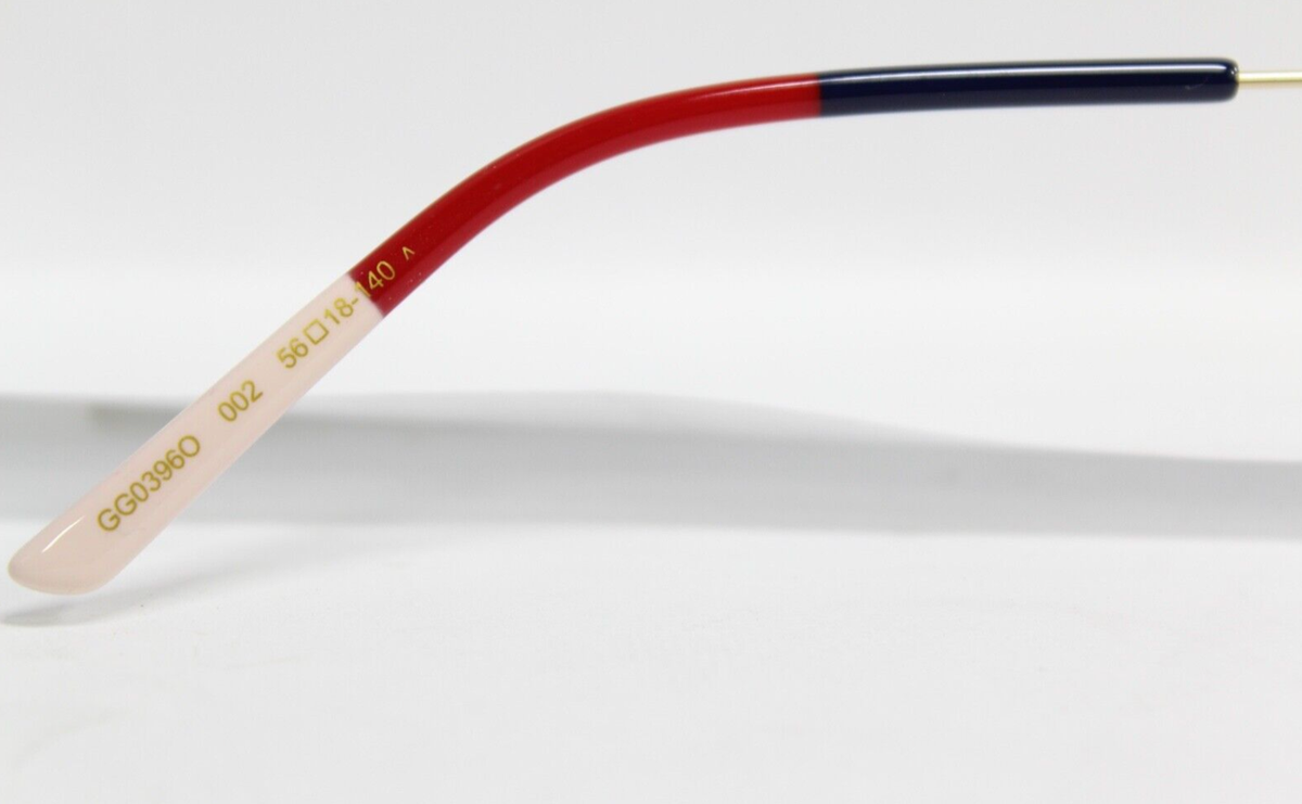 New GUCCI Eyeglasses GG0396O 002 56-18 140 Gold Frames Blue, Red