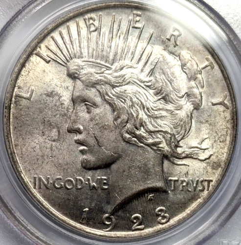 1923 Peace Silver Dollar PCGS MS-62 Vam 1D Whisker Cheek Variety Top 50
