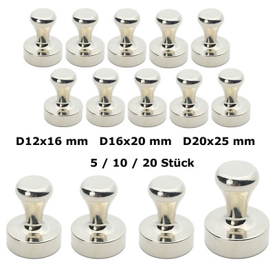 5-20 Kegelmagnete silber Edelstahl extra stark Neodym Pinnwand Kühlschrank Büro